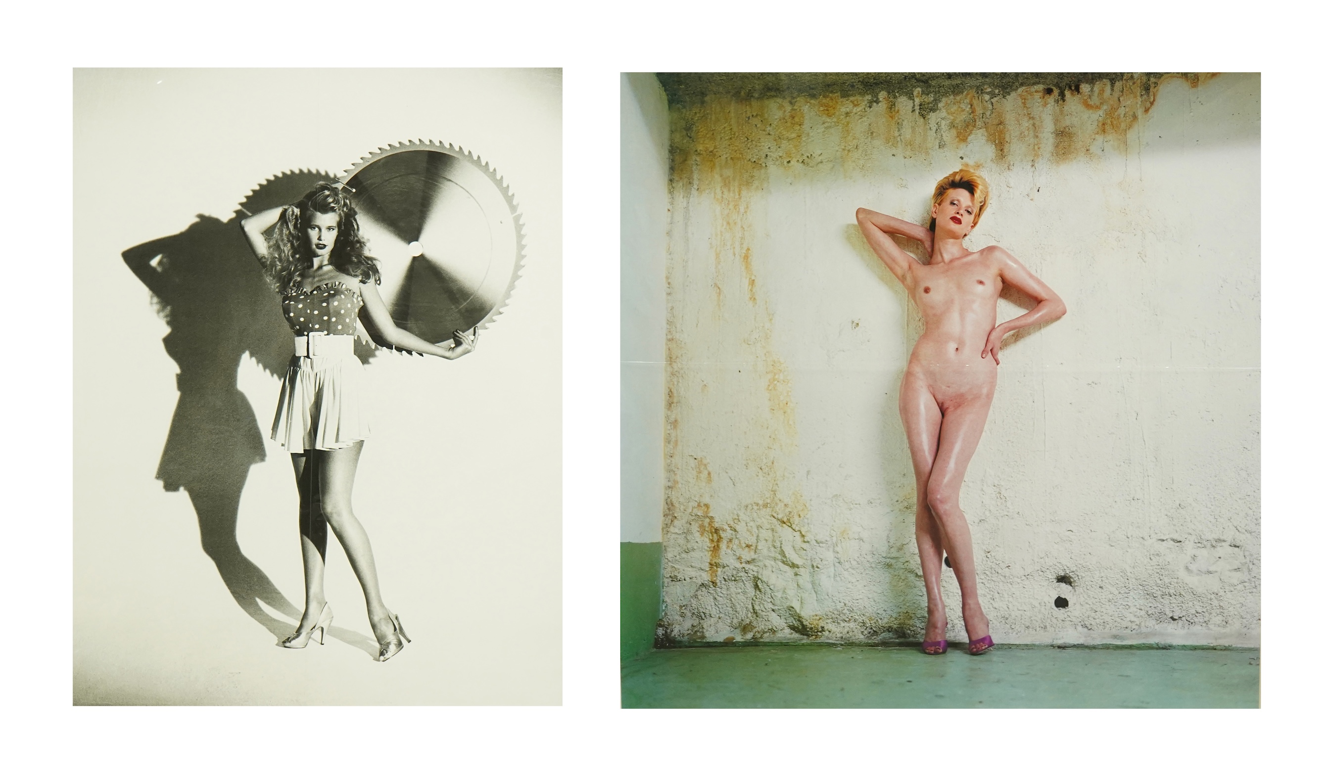 Helmut Newton (1920-2004), Claudia Schiffer & Nude of Kristen McMenamy, photolithographs (2), 60 x 46cm and 45 x 45cm